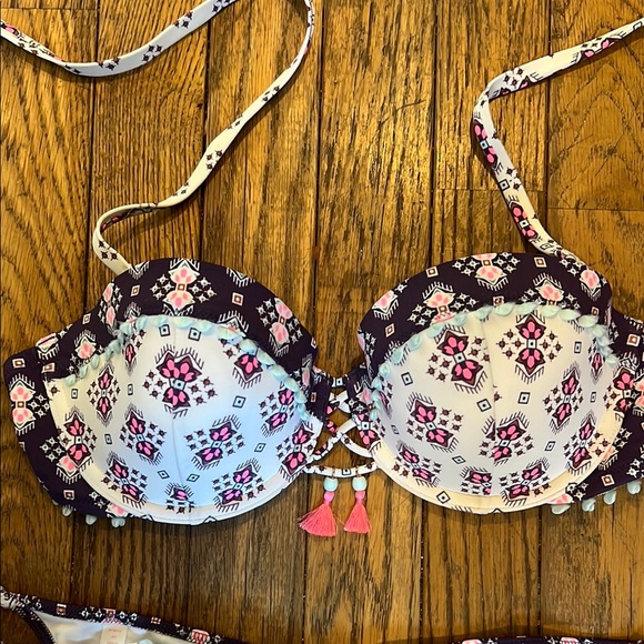 Colorful Patterned Bikini with Tassels - Picture 3 of 5